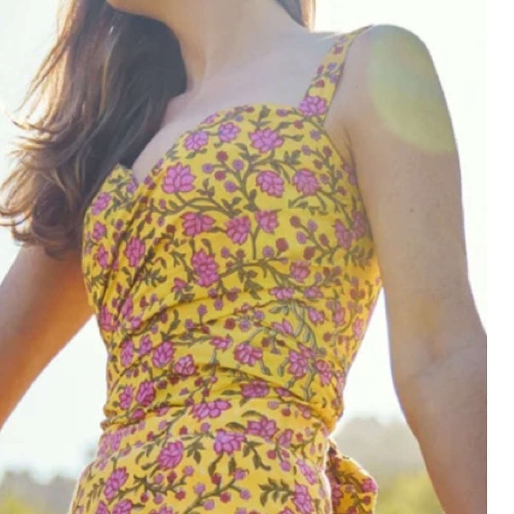 Anthropologie By Eddy Carolyn Cross Bust Top Amber & Fuchsia Floral NWT Size 10